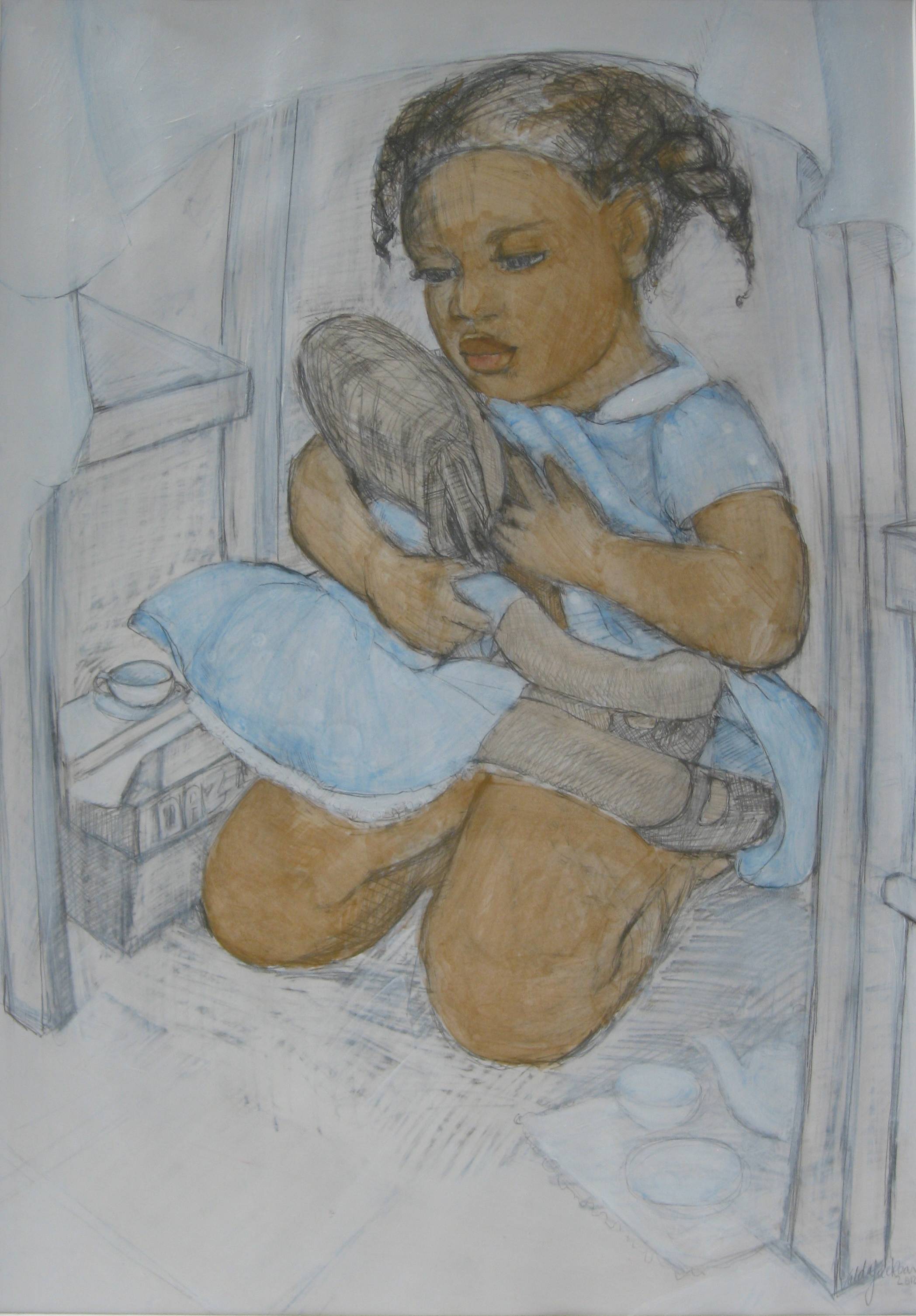 3.Playing Mummy (Mistress Polly)%0D%0A Graphite And Acrylic On Paper 58X41cm Copy
